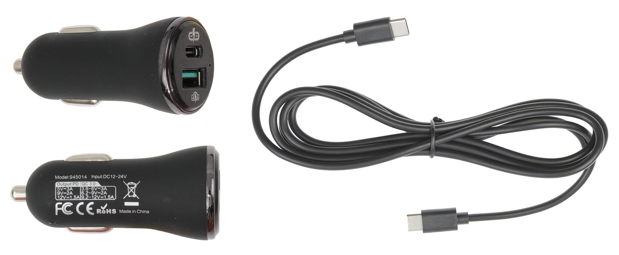 945031 Zigarettenanzünder Adapter und USB-C auf USB-C Kabel 1