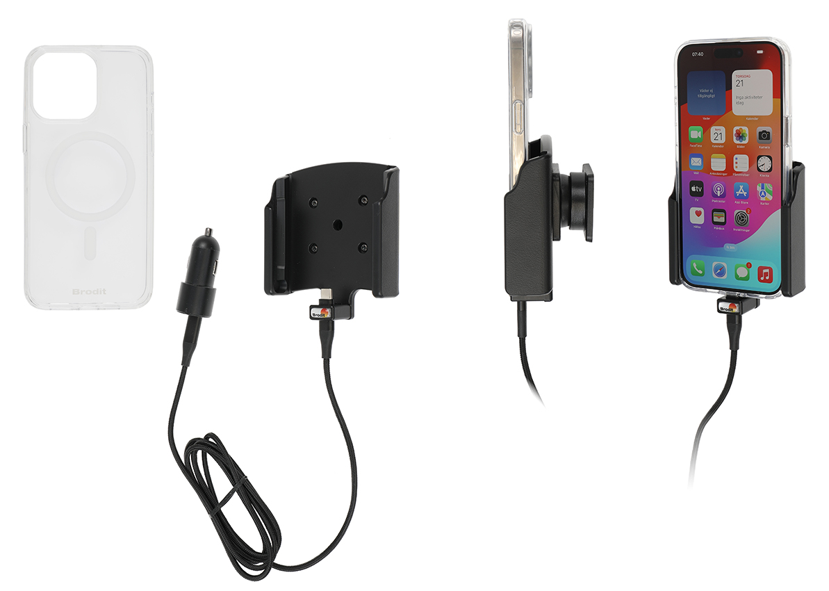 721396 Aktiv Halterung mit USB-Kabel, Zigg-Adapter u. Handyhülle Apple iPhone 15 Pro Ma 5