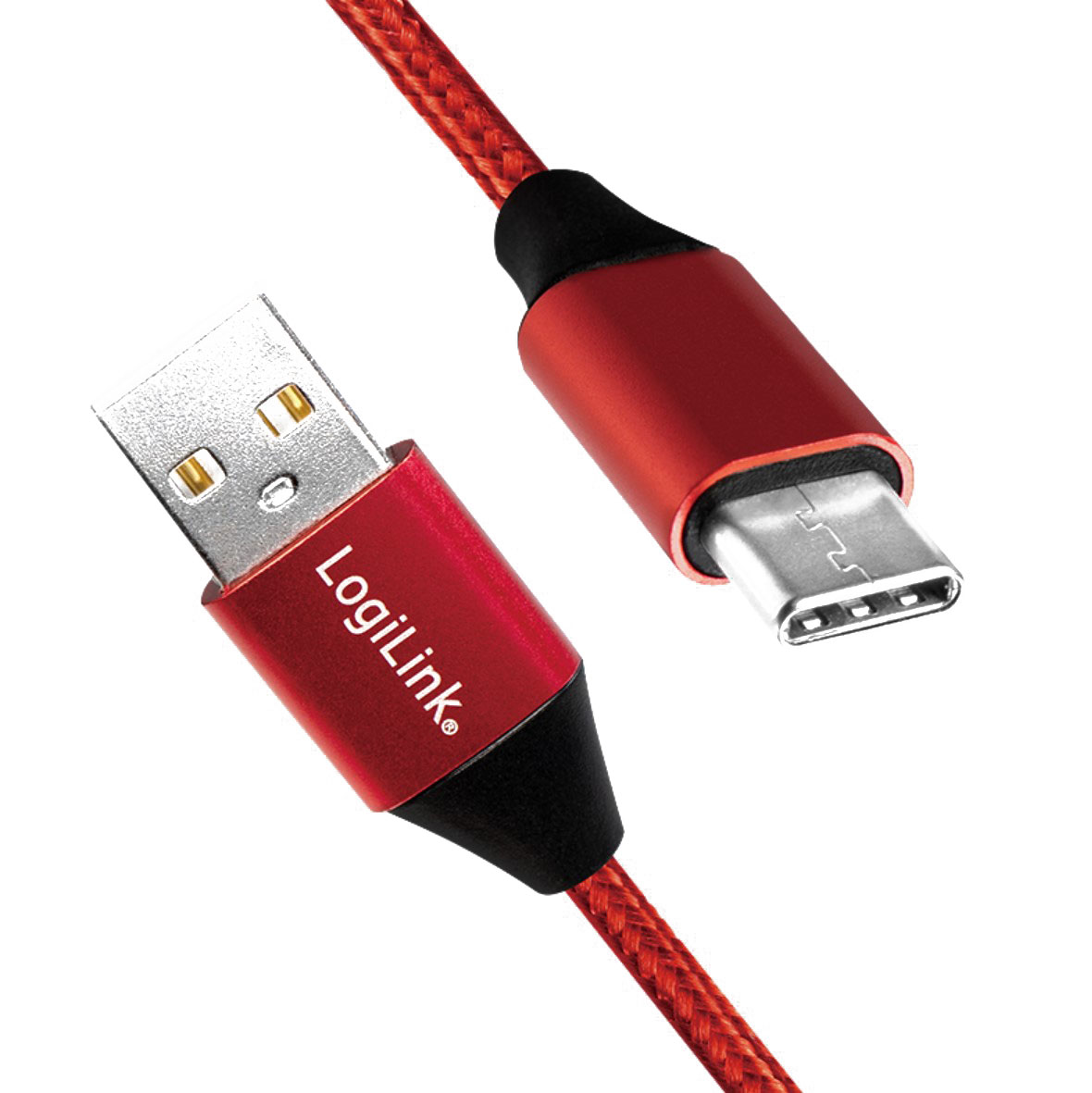 CU0148 USB 2.0 Type-C Kabel, C/M zu USB-A/M, Stoff, rot, 1 m 2