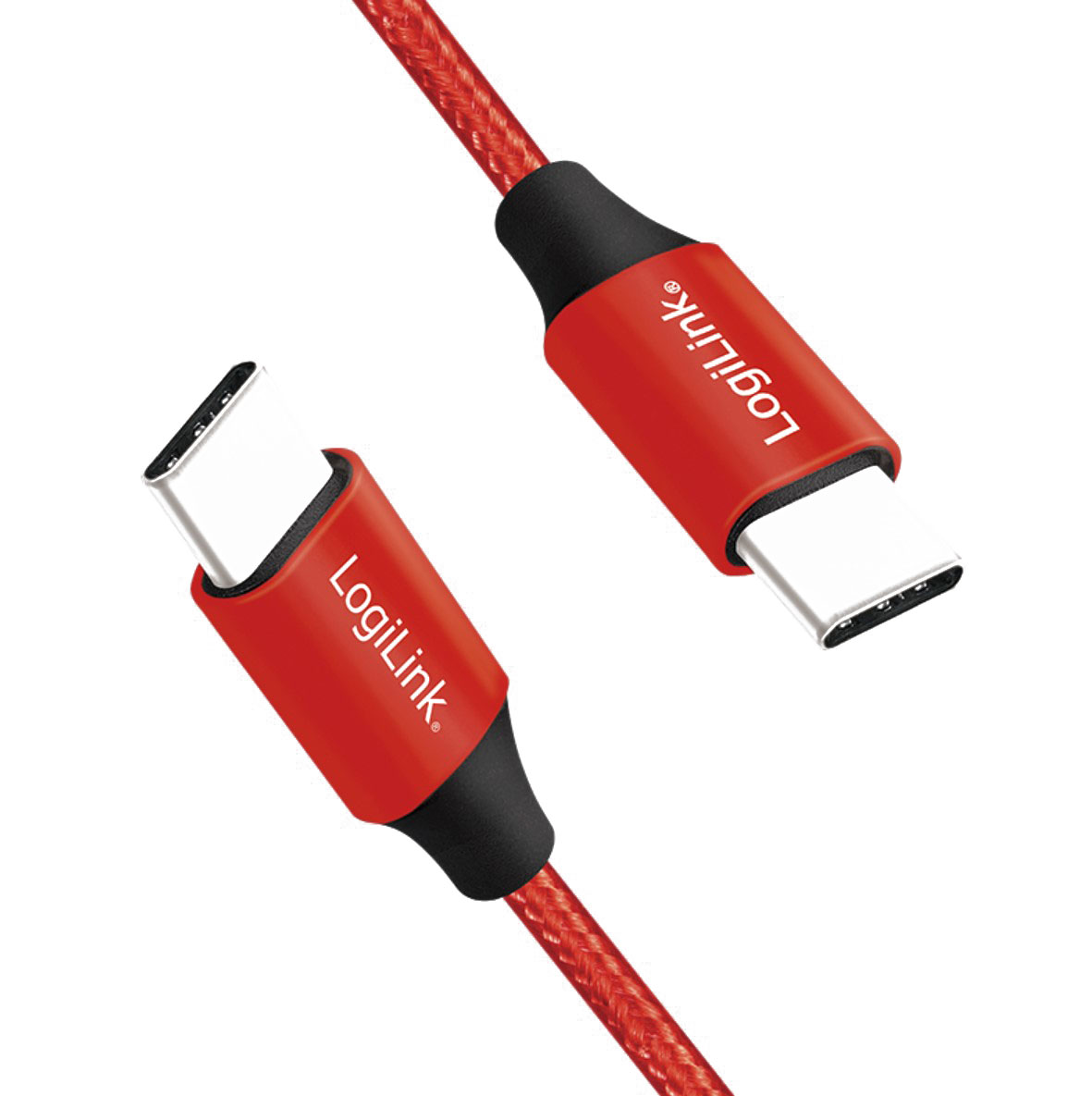 CU0156 USB 2.0 Type-C Kabel, C/M zu USB-C/M, Metall, Stoff, rot, 1 m 2