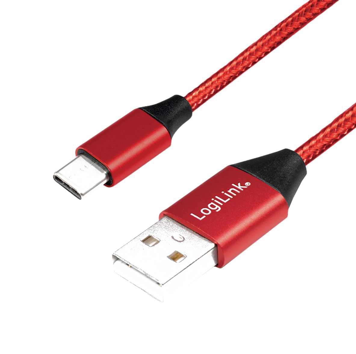 CU0148 USB 2.0 Type-C Kabel, C/M zu USB-A/M, Stoff, rot, 1 m 1