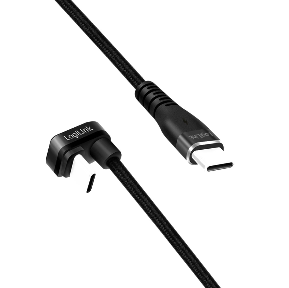 CU0190 USB 2.0 Type-C-Kabel, C/M 180° zu USB-C/M, Alu, schwarz, 1 m 3