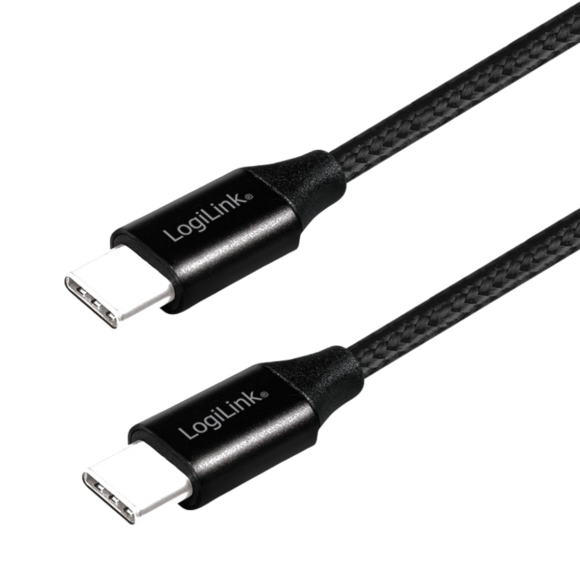 CU0154 USB 2.0 Type-C Kabel, C/M zu USB-C/M, Metall, Stoff, schwarz, 1 m 1