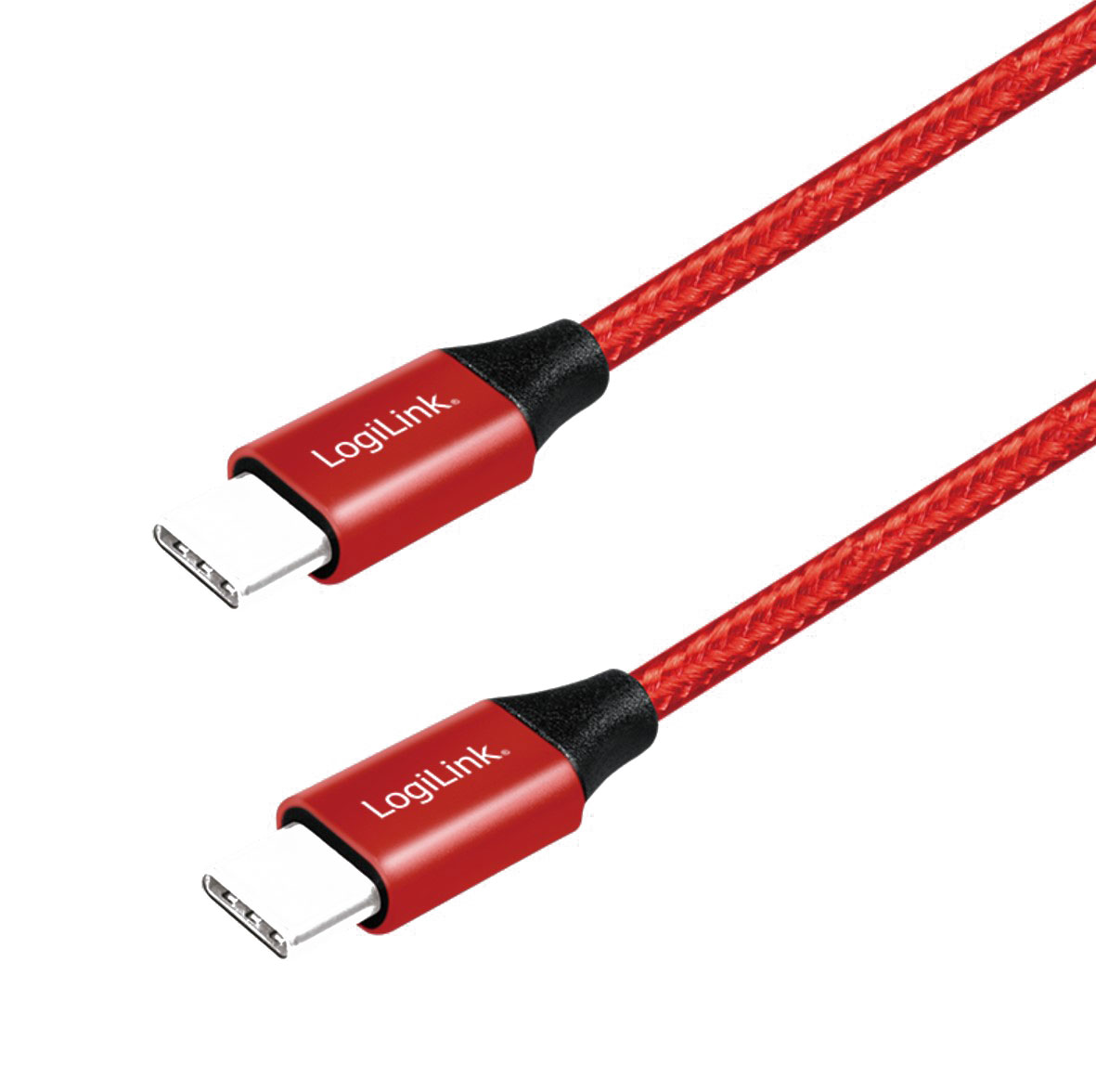 CU0156 USB 2.0 Type-C Kabel, C/M zu USB-C/M, Metall, Stoff, rot, 1 m 1